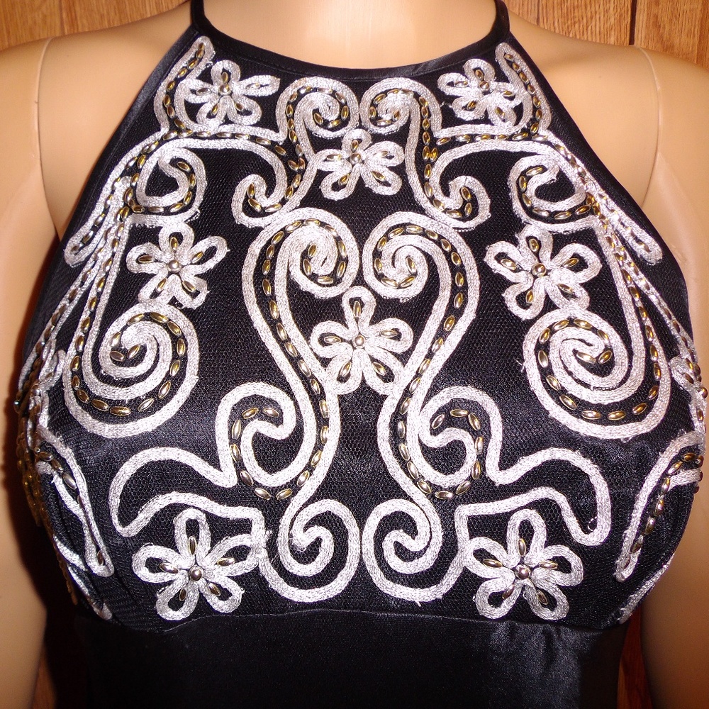Sexy Embellished  Maxi Halter Dress
